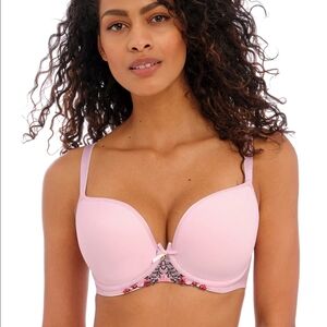 Light Pink Women's Push-Up Bra with Embroidered Accent